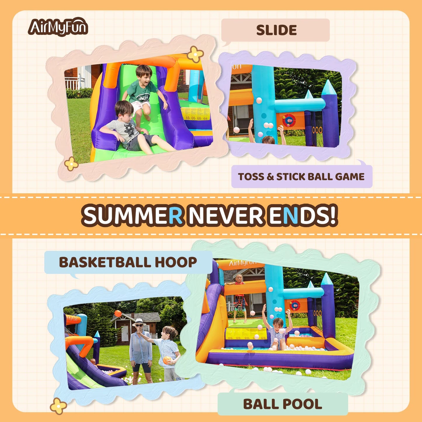 All-in-One Kids Bouncy Castle with Slide, Ball Pool & Games – Inflatable Jump House for Indoor & Outdoor Fun