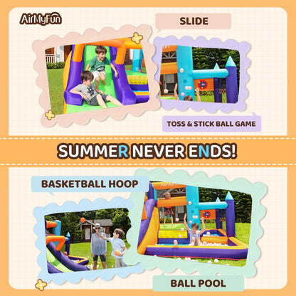 All-in-One Kids Bouncy Castle with Slide, Ball Pool & Games – Inflatable Jump House for Indoor & Outdoor Fun