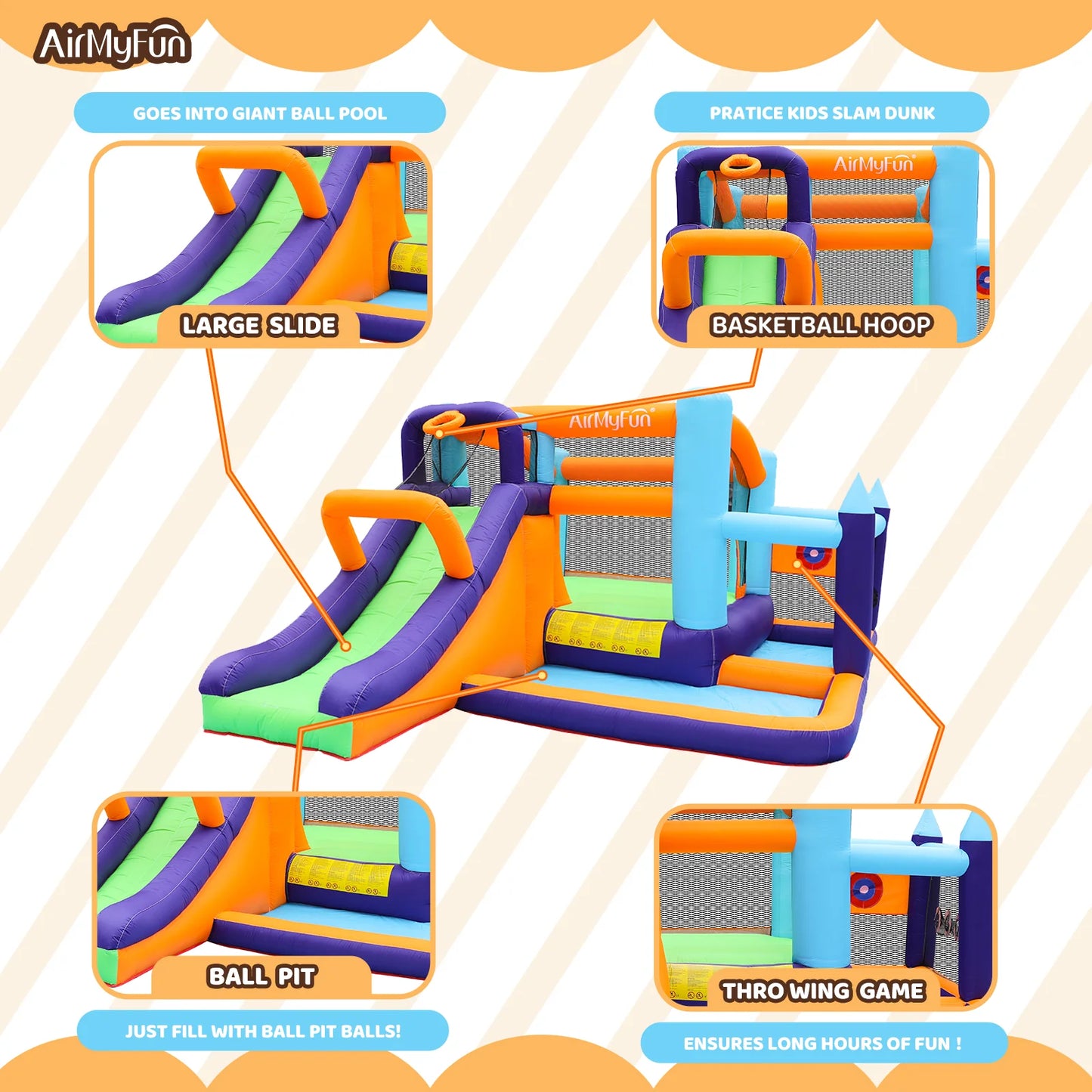 All-in-One Kids Bouncy Castle with Slide, Ball Pool & Games – Inflatable Jump House for Indoor & Outdoor Fun