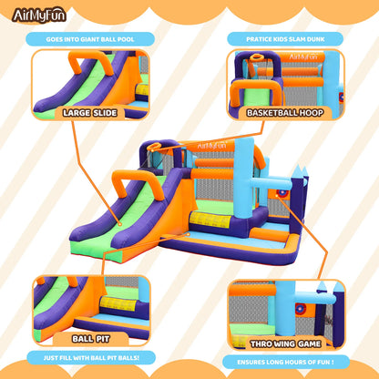 All-in-One Kids Bouncy Castle with Slide, Ball Pool & Games – Inflatable Jump House for Indoor & Outdoor Fun