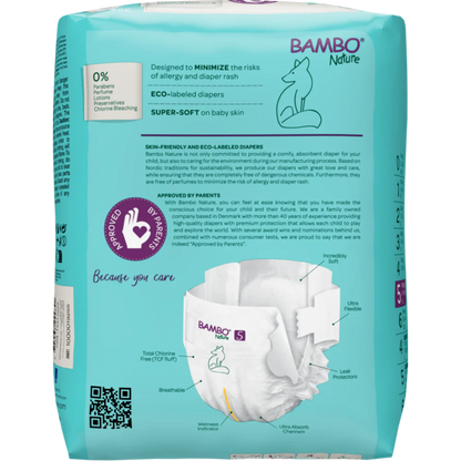 Bambo Nature Premium Baby Tape Diapers for Babies, XL Size (12-18 Kgs), Super Absorbent, Breathable, Extra Soft, Dermatologically Tested, Hypoallergenic Infant Nappies With Wetness Indicator