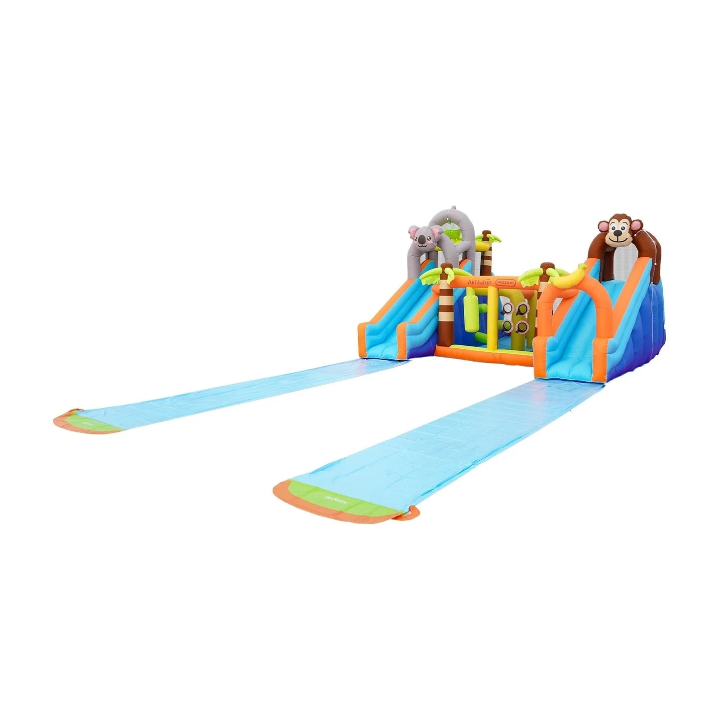 Jungle Adventure Kids Water Bouncy Castle with Dual Slides & Splash Pool – Inflatable Bounce House with Water Play & Climbing Area