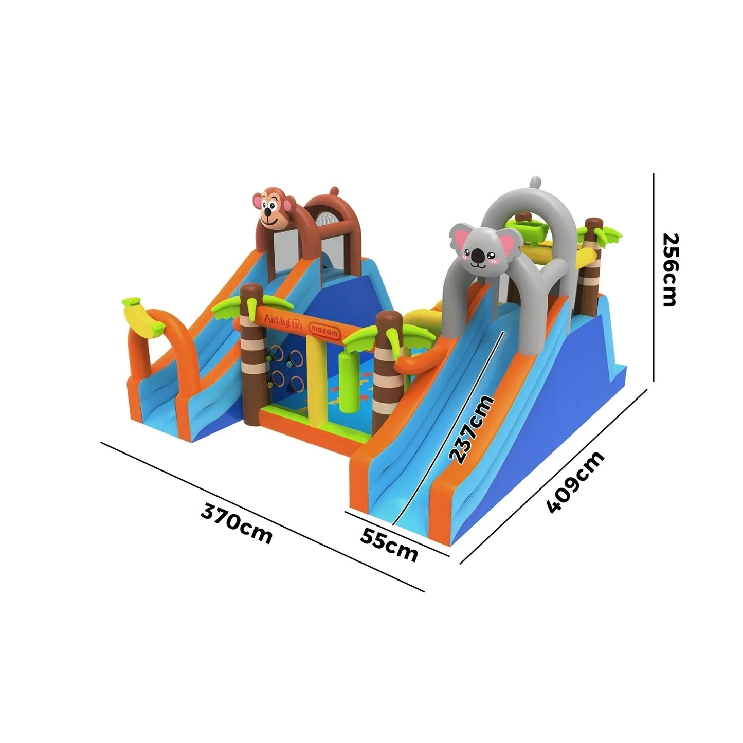 Jungle Adventure Kids Water Bouncy Castle with Dual Slides & Splash Pool – Inflatable Bounce House with Water Play & Climbing Area