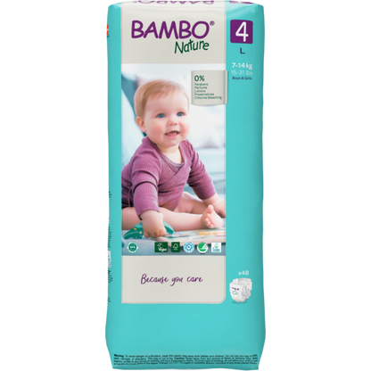 Bambo Nature Premium Baby Tape Diapers for Babies, Large Size (7-14 Kgs), Super Absorbent, Breathable, Extra Soft, Dermatologically Tested, Hypoallergenic Infant Nappies With Wetness Indicator
