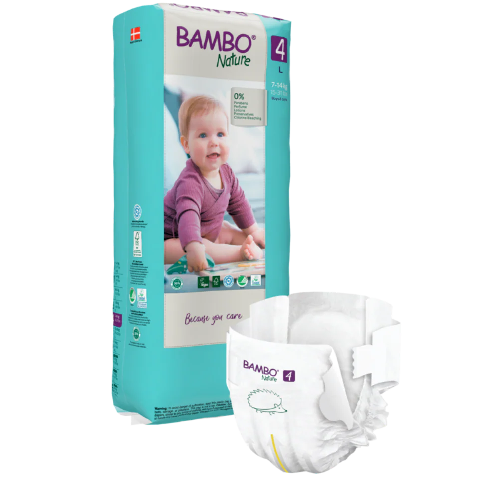Bambo Nature Premium Baby Tape Diapers for Babies, Large Size (7-14 Kgs), Super Absorbent, Breathable, Extra Soft, Dermatologically Tested, Hypoallergenic Infant Nappies With Wetness Indicator