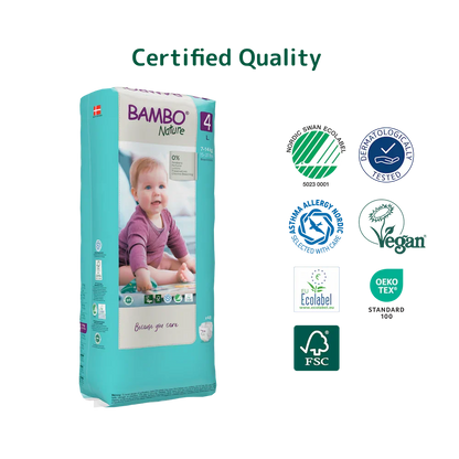 Bambo Nature Premium Baby Tape Diapers for Babies, Large Size (7-14 Kgs), Super Absorbent, Breathable, Extra Soft, Dermatologically Tested, Hypoallergenic Infant Nappies With Wetness Indicator