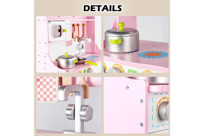 Kids Wooden Kitchen Playset with Utensils & Accessories – Interactive Pretend Cooking Set with Oven, Sink & Storage