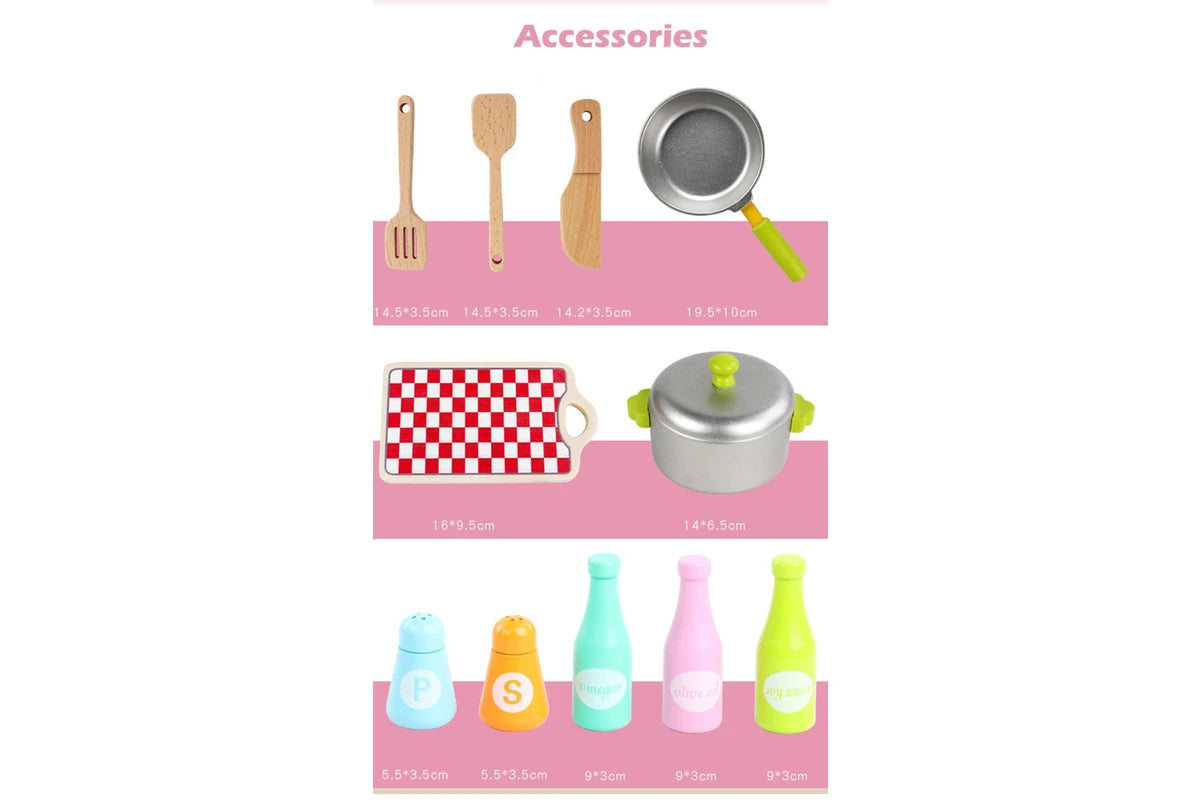 Kids Wooden Kitchen Playset with Utensils & Accessories – Interactive Pretend Cooking Set with Oven, Sink & Storage