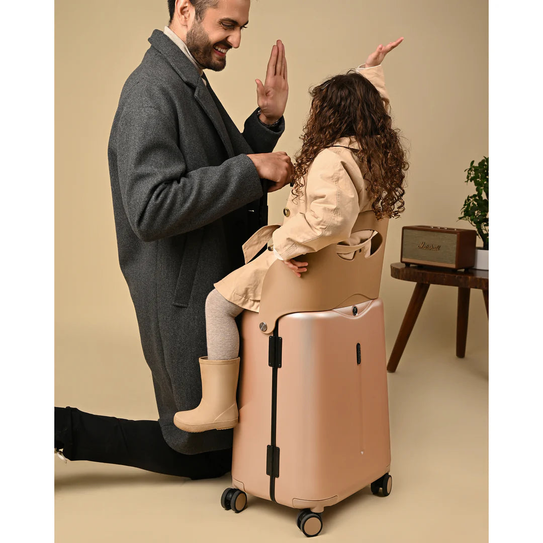 MIAMILY CHAMPAGNE GOLD RIDE-ON TROLLEY CARRY-ON LUGGAGE 18 INCHES