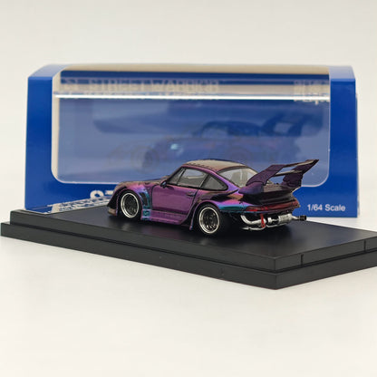 1:64Street Warrior Porsche RWB 993 Racing Sports Classic Model High Spoiler Diecast Car