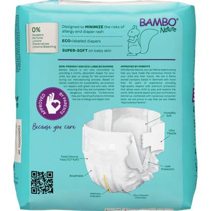 Bambo Nature Premium Baby Tape Diapers for Babies, Medium Size (4-8 Kgs), Super Absorbent, Breathable, Extra Soft, Dermatologically Tested, Hypoallergenic Infant Nappies With Wetness Indicator