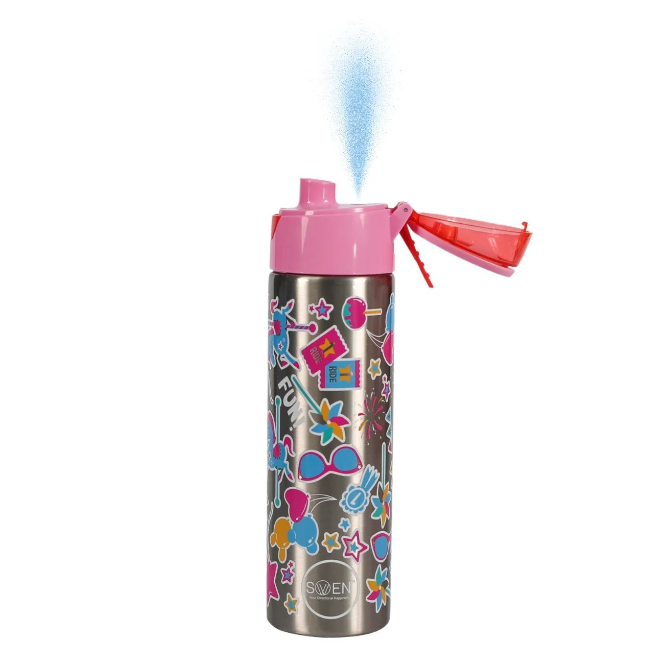 Insulated Stainless Steel Mist / Spray Bottle for kids , 600 ML , Silver graffiti