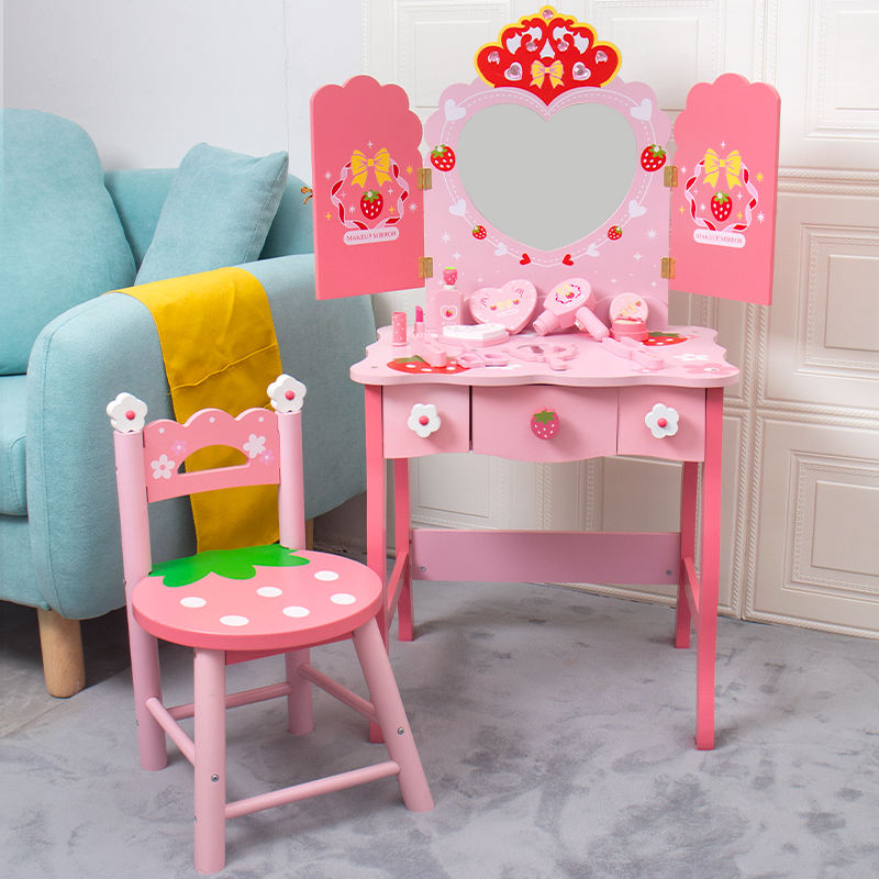 Big Size Wooden Pretend Play Dressing Table 3 Feet