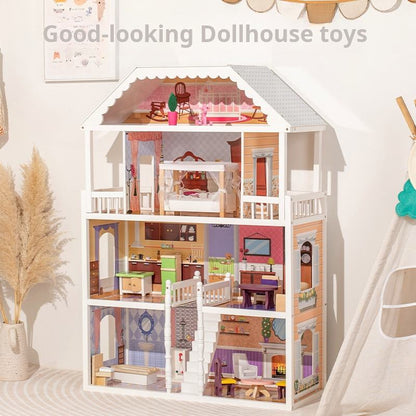 Big Size Wooden Pretend Play DollHouse 3.5 feet
