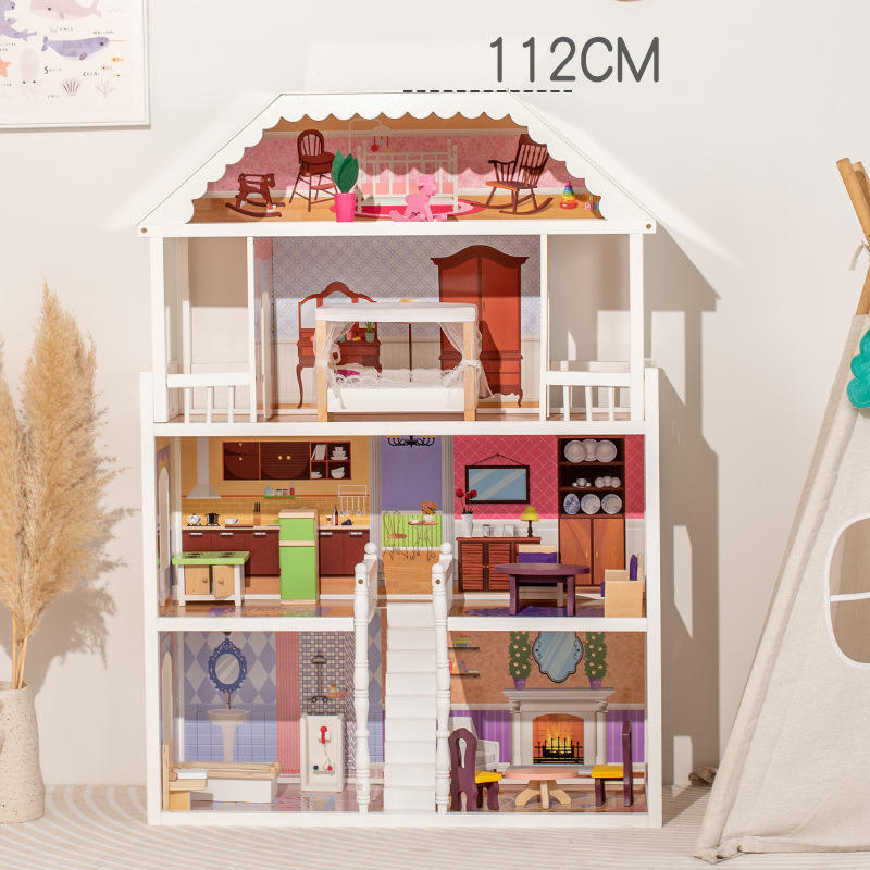 Big Size Wooden Pretend Play DollHouse 3.5 feet