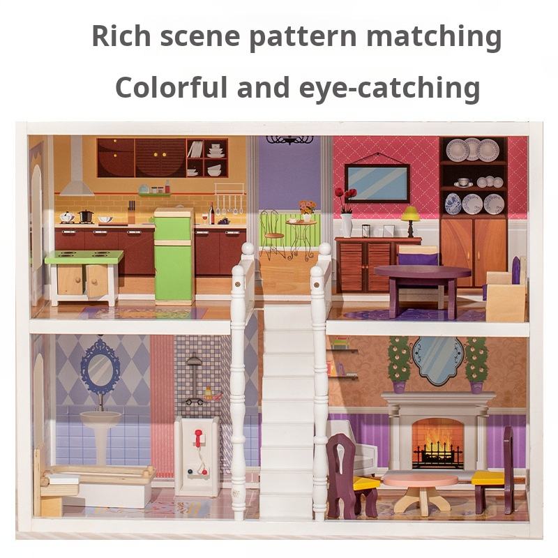 Big Size Wooden Pretend Play DollHouse 3.5 feet