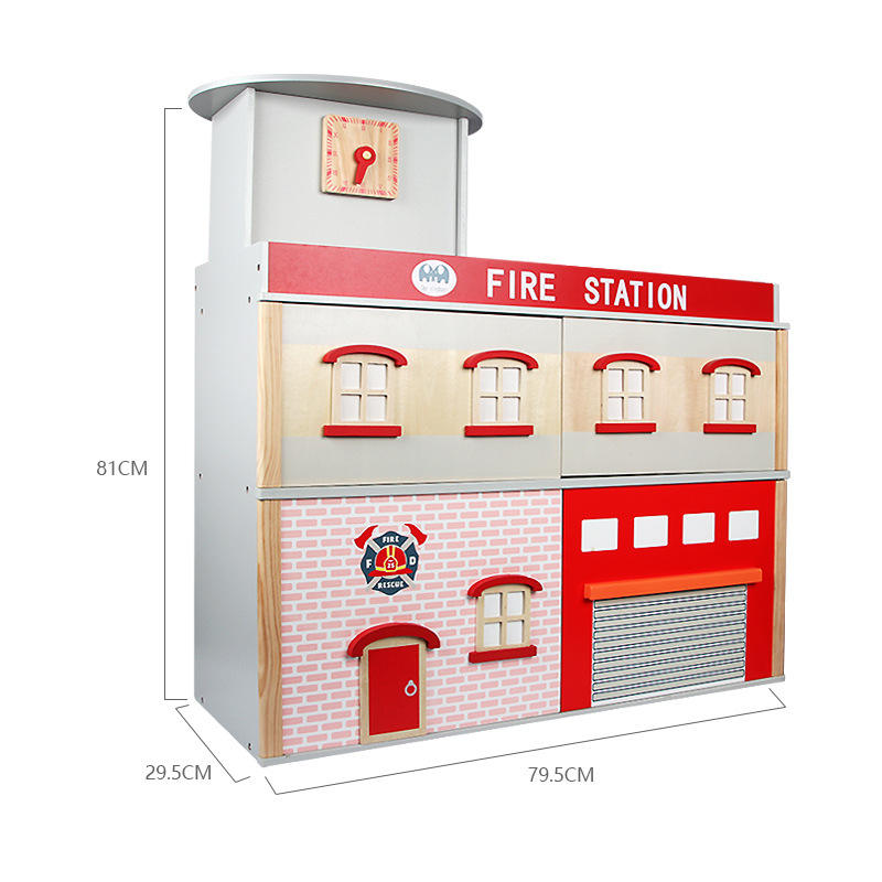 Deluxe Wooden Fire Station Pretend Playset with Fire Truck & Accessories