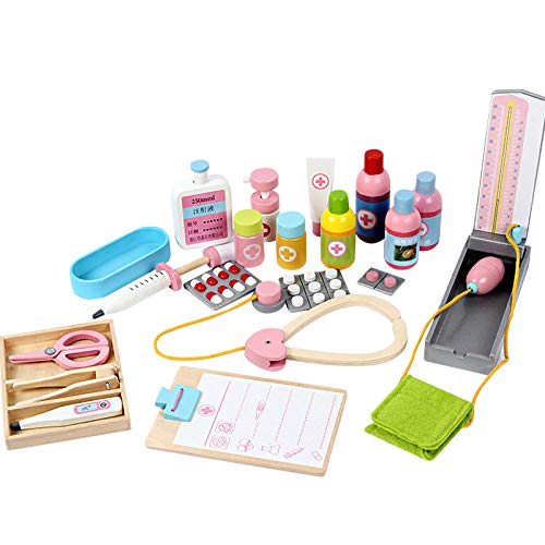 Toys Uncle Doctors Kit Medical Trolley Wooden Toy in with Wheels Role Play Fun Playset for Kids Boys Girls Age 3 Years and Up