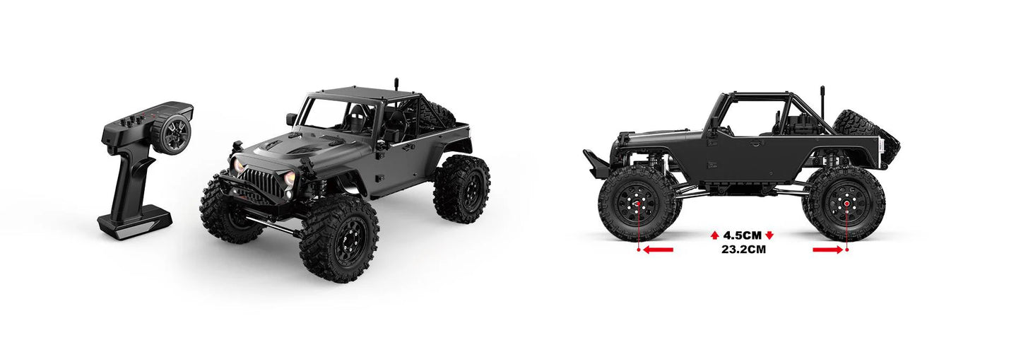 HyperGo H12Y 1:12 4WD Brushless RC Rock Crawler – Aluminum Alloy Jeep-Style Off-Road Remote Control Car with LED Lights