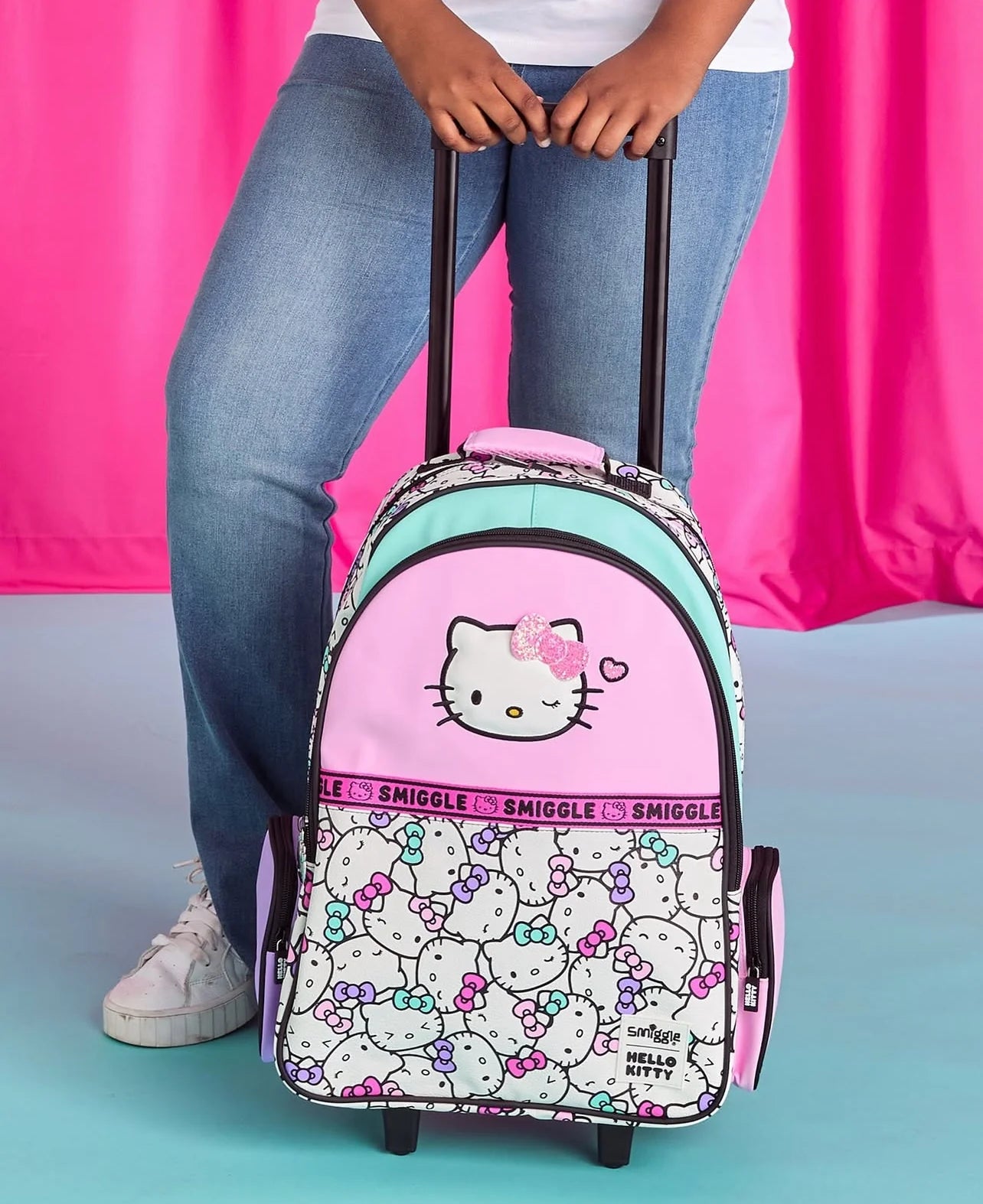 Smiggle Kids Trolley School Bag with Wheels - HELLO KITTY