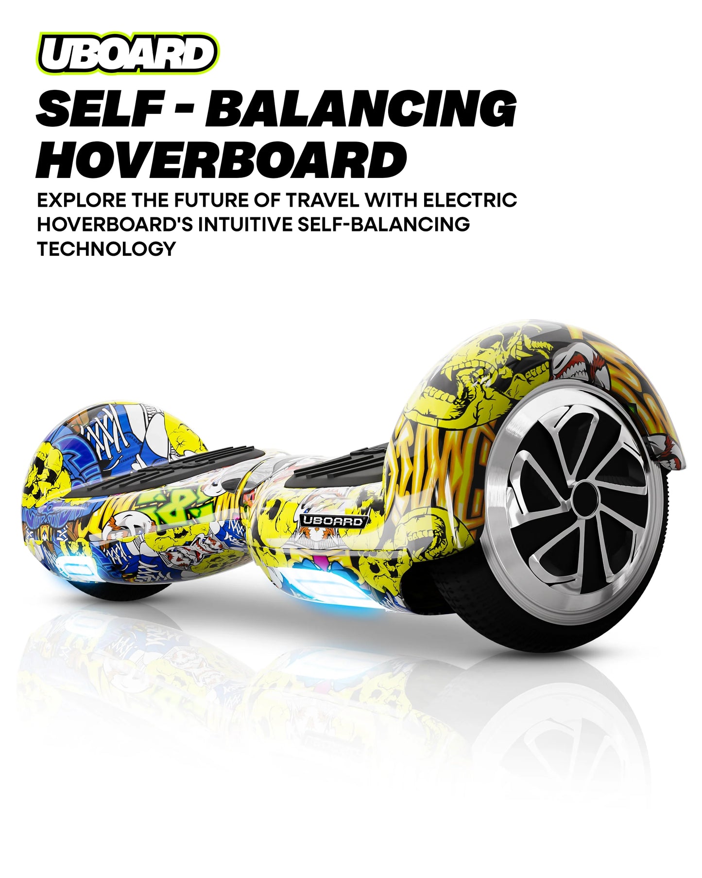 Uboard Classic 6.5 hoverboard with dual motors, 12 km/h speed & Bluetooth speaker. Self-balancing, safe & fun ride for kids and adults