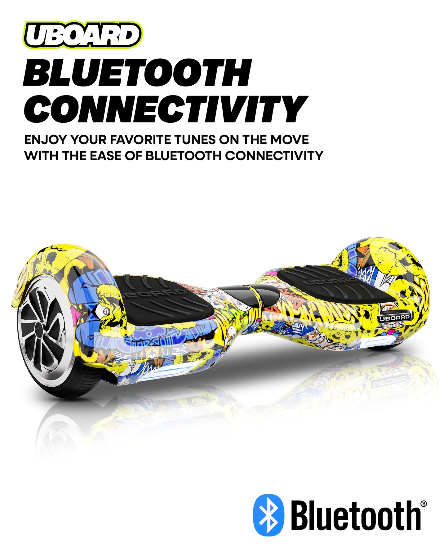 Uboard Classic 6.5 hoverboard with dual motors, 12 km/h speed & Bluetooth speaker. Self-balancing, safe & fun ride for kids and adults
