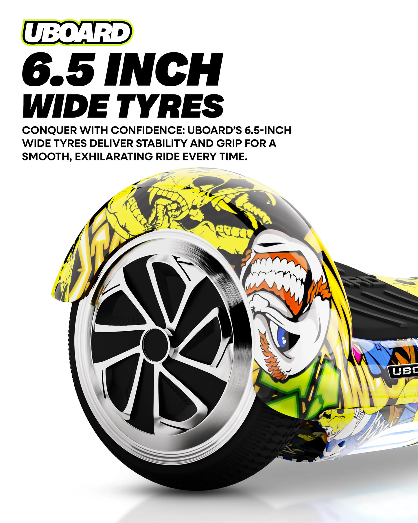 Uboard Classic 6.5 hoverboard with dual motors, 12 km/h speed & Bluetooth speaker. Self-balancing, safe & fun ride for kids and adults