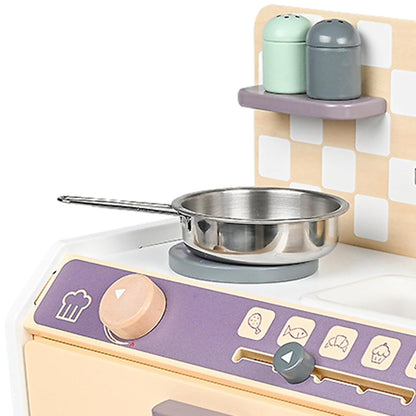 Wooden Kids Mini Kitchen Playset with Stove, Sink, Oven, Cookware & Cooking Accessories