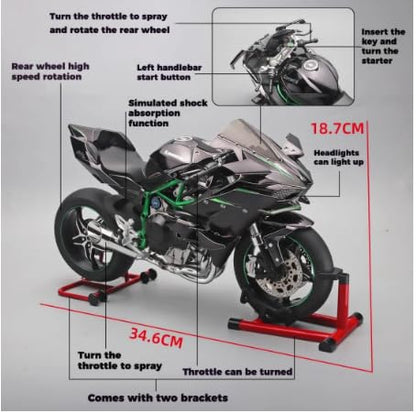 Metal Kawasaki H2R Model with Smoke and Light 1:6 Scale, Black