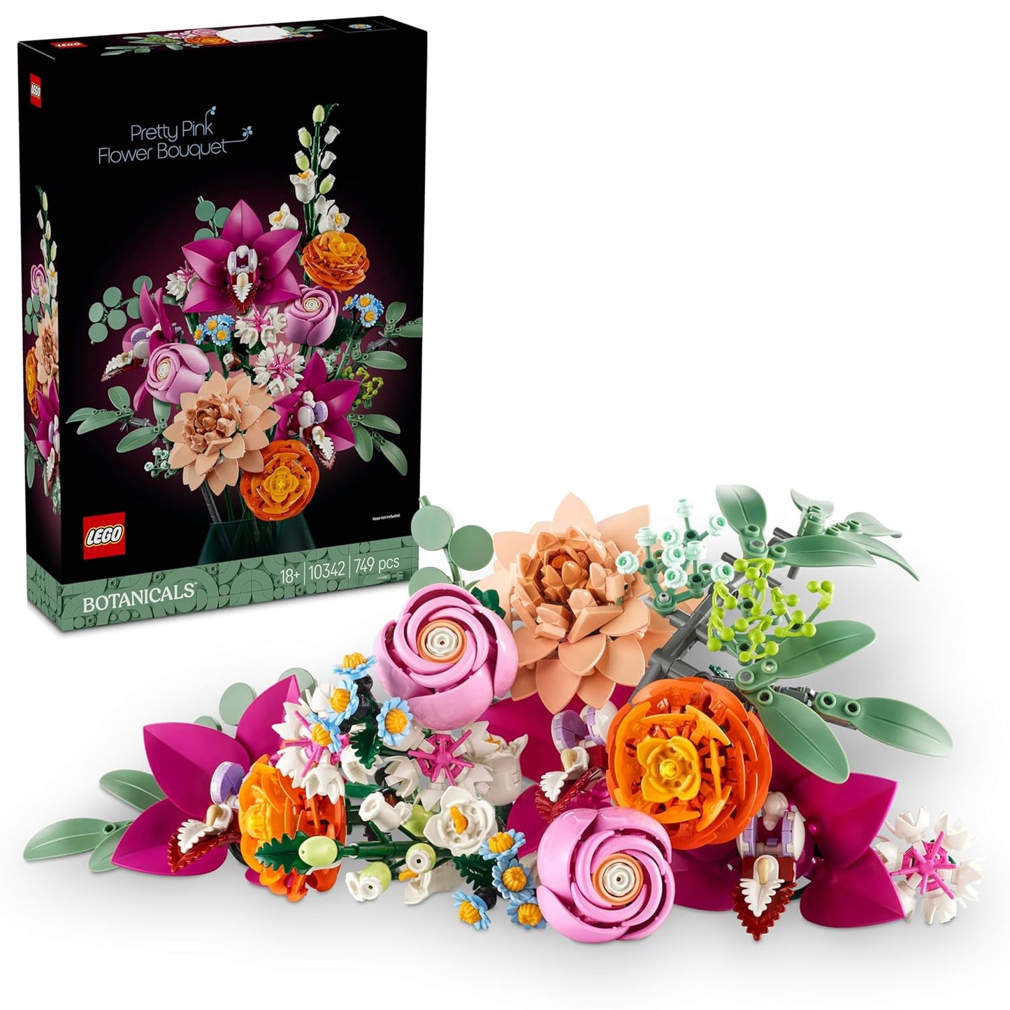 LEGO Botanicals Pretty Pink Flower Bouquet Floral Decor 10342 Building Blocks for 18+ Gift