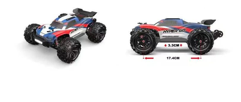 HyperGo 16212 1:16 4WD Brushless RC Truggy – Hobby Grade 45 Km/h High-Speed Off-Road Remote Control Car with Rear Wing
