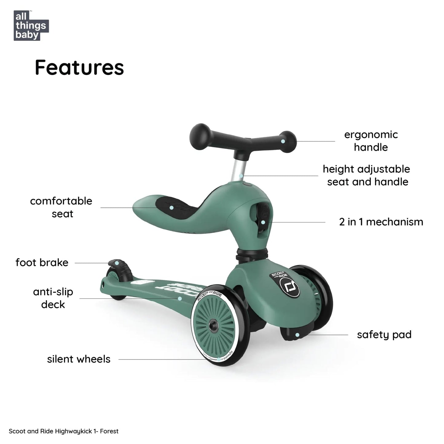 Scoot and Ride Highwaykick 1  , Scooter For Kids - Forest