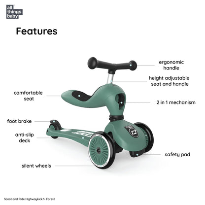 Scoot and Ride Highwaykick 1  , Scooter For Kids - Forest