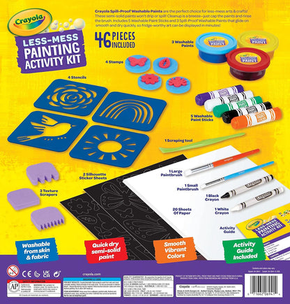 Crayola Less Mess Painting Activity Kit, Washable Kids Paints & Painting Supplies, Art Set for Kids, 47 Pieces, Gift