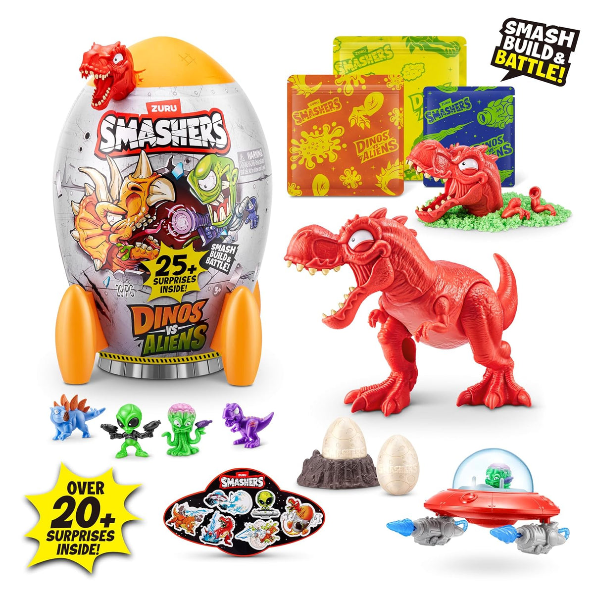 ZURU Smashers Dinos vs Aliens Rocket Surprise Toy – Dinosaur and Alien Adventure Set