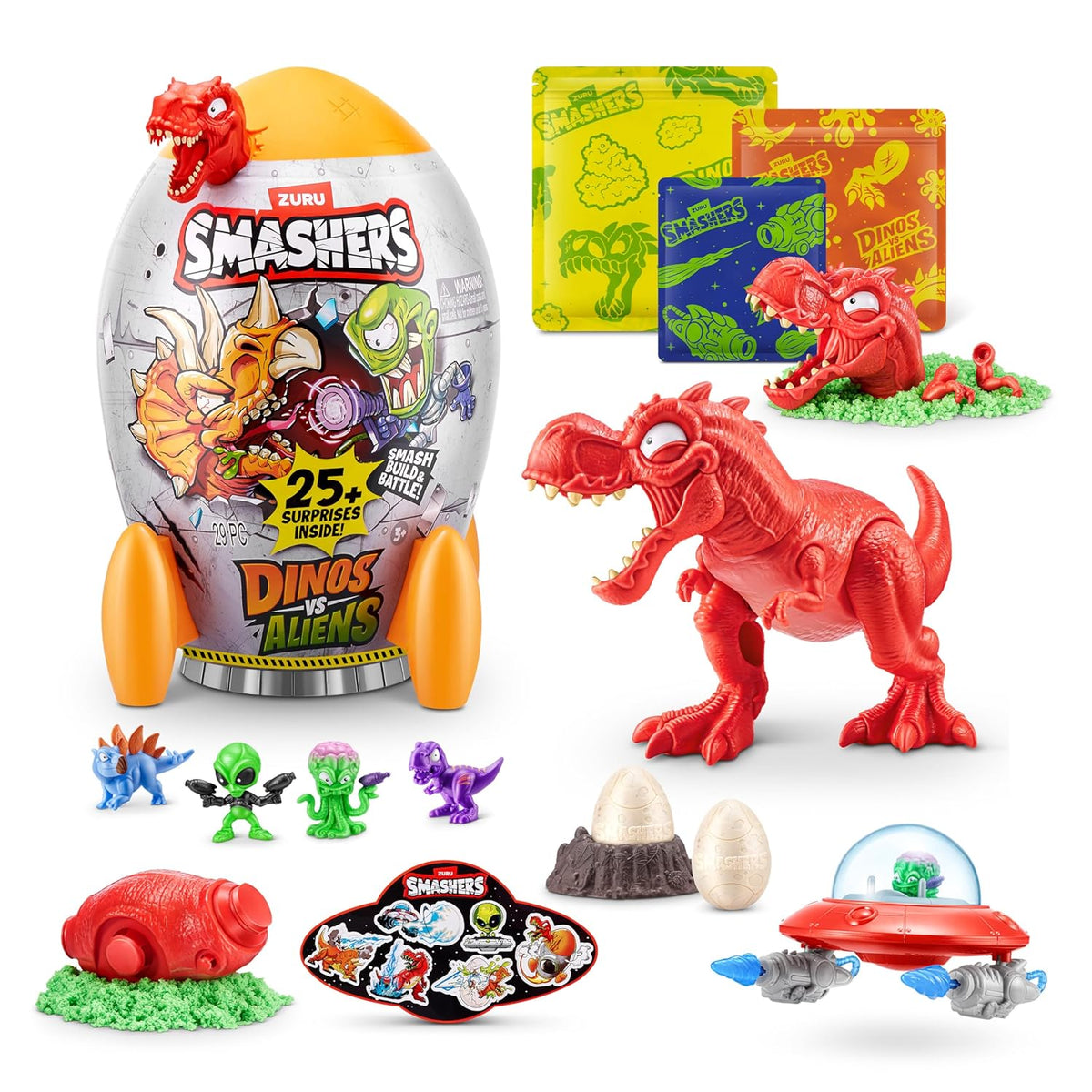 ZURU Smashers Dinos vs Aliens Rocket Surprise Toy – Dinosaur and Alien Adventure Set