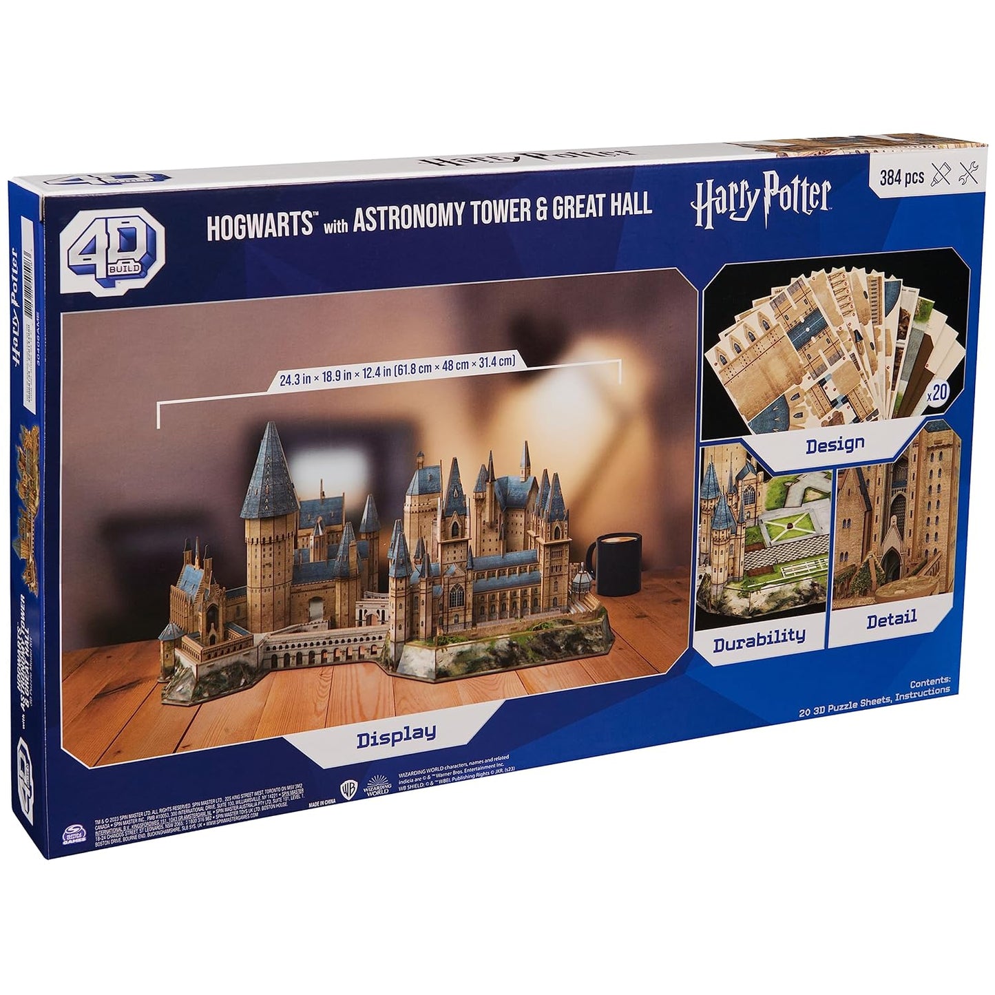 4D Build 4D Puzzles, Harry Potter Deluxe Hogwarts Castle With Astronomy Tower & Great Hall Over 2Ft