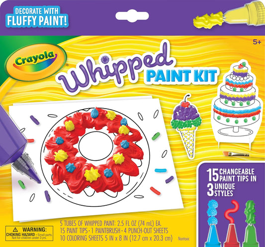 Crayola Kids Painting Kit Children’s Art Supplies, Craft Kit for Kids, DIY Whipped Paint Set, Canvas & Colour Sheets, Punch-Out Art Sheets, Creative Painting Toys, Non-Toxic Paint