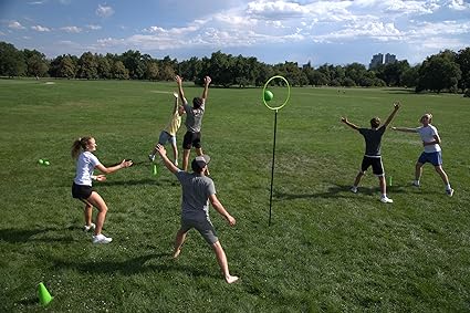 DoUPlay Bamzball Game, for Backyard, Beach & Tailgating, for 4-12 Players, Kids, Teens and Adults, Basketball Meets Wizard Theme, 2 Balls, Pole, Ring, 4 Cones & Travel Bag