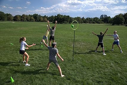 DoUPlay Bamzball Game, for Backyard, Beach & Tailgating, for 4-12 Players, Kids, Teens and Adults, Basketball Meets Wizard Theme, 2 Balls, Pole, Ring, 4 Cones & Travel Bag
