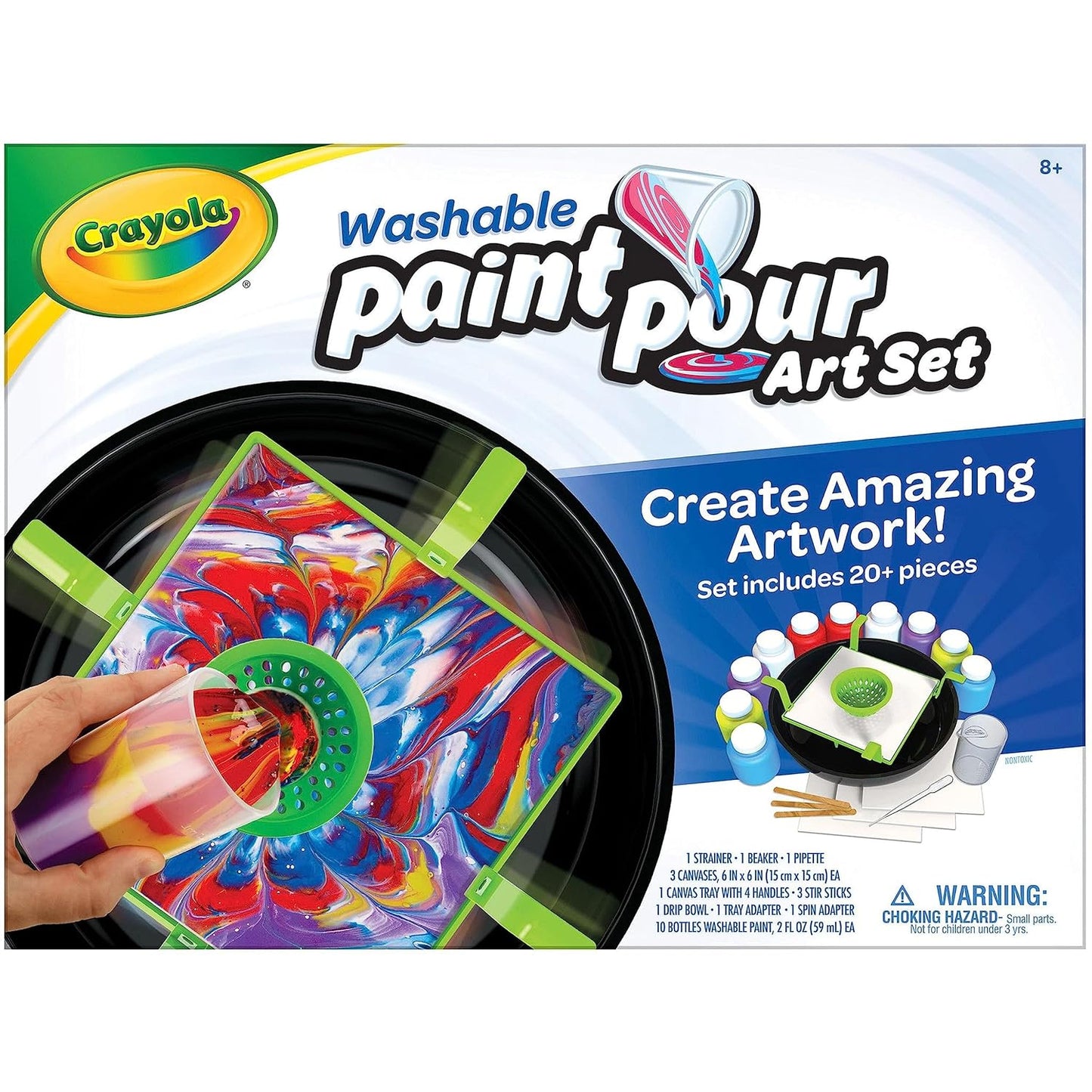 Crayola Washable Paint Pour Set, Paint Set, 20 Pcs, Gift for Teens & Kids