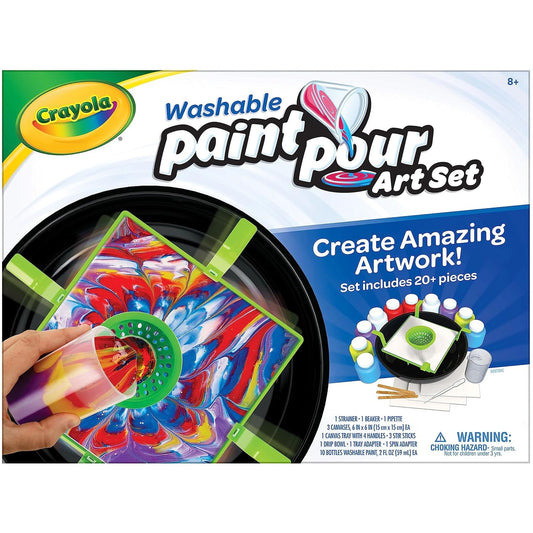 Crayola Washable Paint Pour Set, Paint Set, 20 Pcs, Gift for Teens & Kids