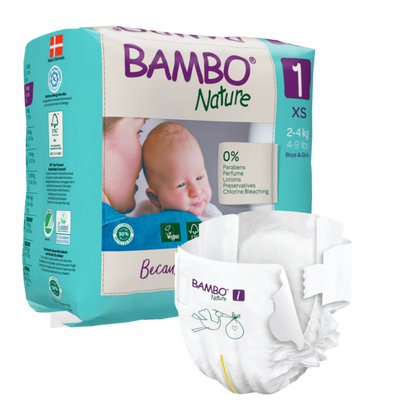 Bambo Nature Premium Baby Tape Diapers for New Born Baby, XS Size (2-4 Kgs) - Super Absorbent, Breathable, Extra Soft, Dermatologically Tested, Hypoallergenic Nappies With A Wetness Indicator, 22 Count