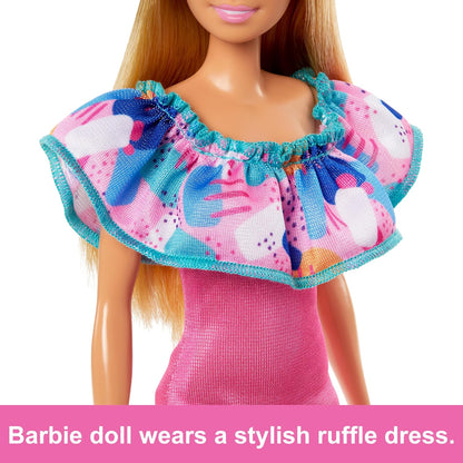 Barbie & Stacie Doll Set with 2 Pet Dogs & Accessories, Dolls with Blonde Hair & Blue Eyes, Summer Clothes HRM09
