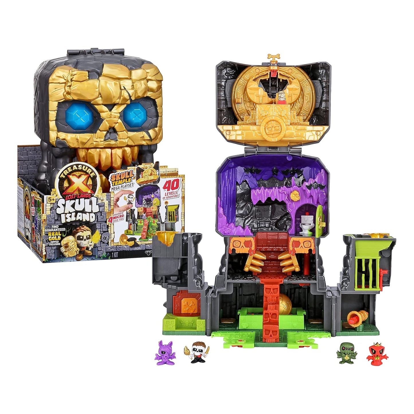 TREASURE X Lost Lands Skull Island - Skull Temple Mega Playset, 40 Adventure Levels, 4 Mini Action Figures, Overcome the Traps and Discover the Treasure...