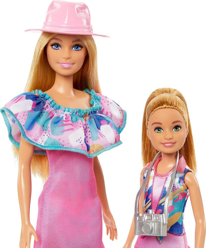 Barbie & Stacie Doll Set with 2 Pet Dogs & Accessories, Dolls with Blonde Hair & Blue Eyes, Summer Clothes HRM09