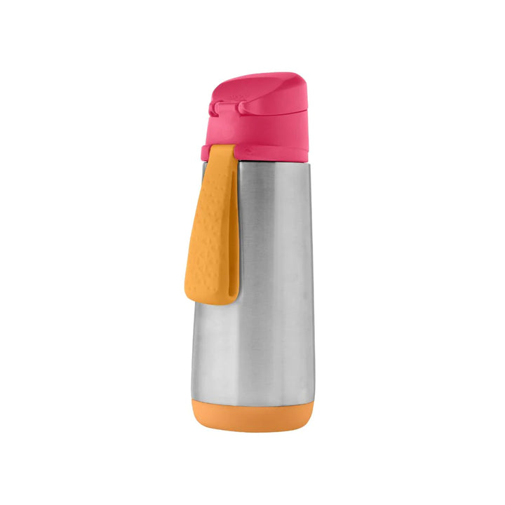 b.box Insulated Sport Spout Drink Water Bottle 500ml Strawberry Shake Pink Orange