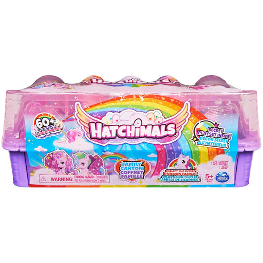 Hatchimals CollEGGtibles, Unicorn Family Carton with Surprise Playset, 10 Characters and 2 Accessories,