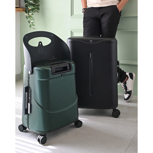 MIAMILY MIDNIGHT BLACK RIDE-ON TROLLEY CHECK-IN LUGGAGE 24 INCHES