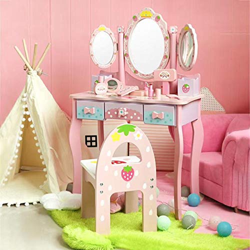 Toys Uncle , Kids Dressing Table | Kids Classic Vanity Table and Stool Set with Mirror | Imagination Inspiring Hand Crafted & Hand Painted Details Non-Toxic